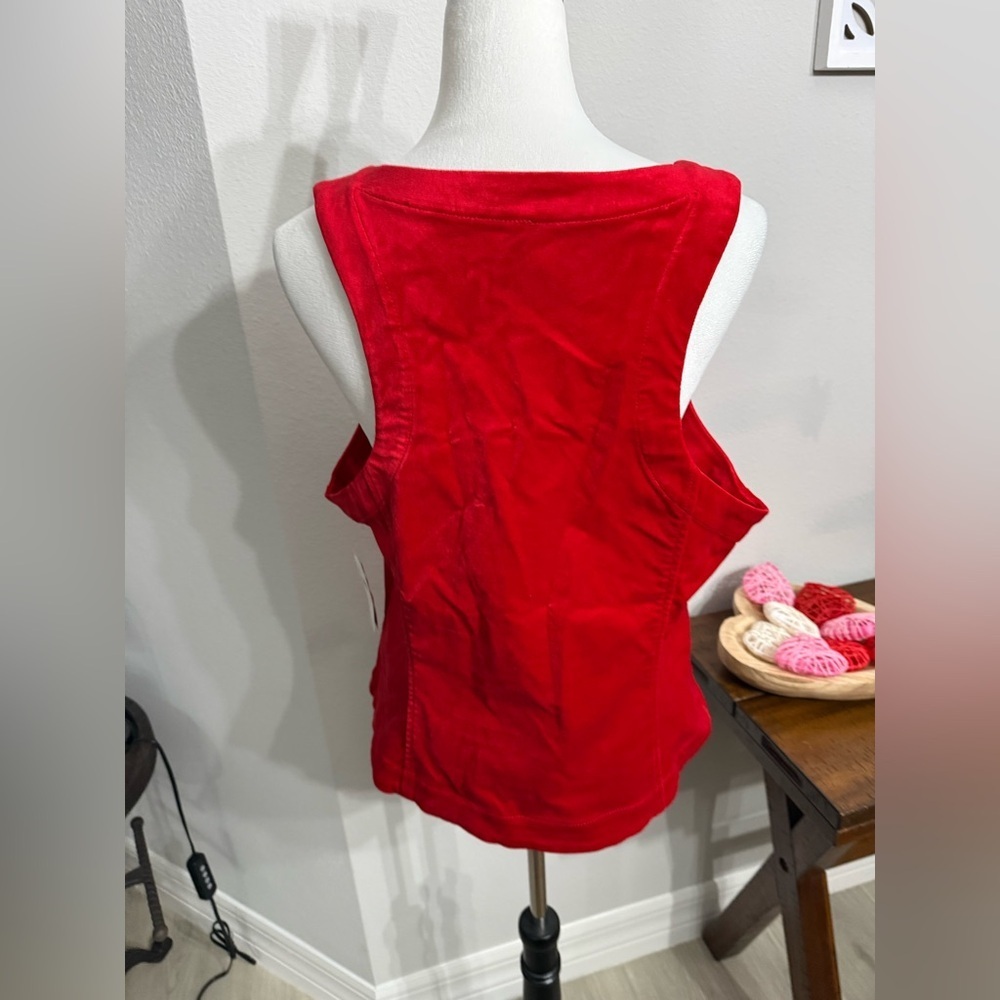 Anthropologie Vibrant Cherry Pop Red Vest - Picture 4 of 9